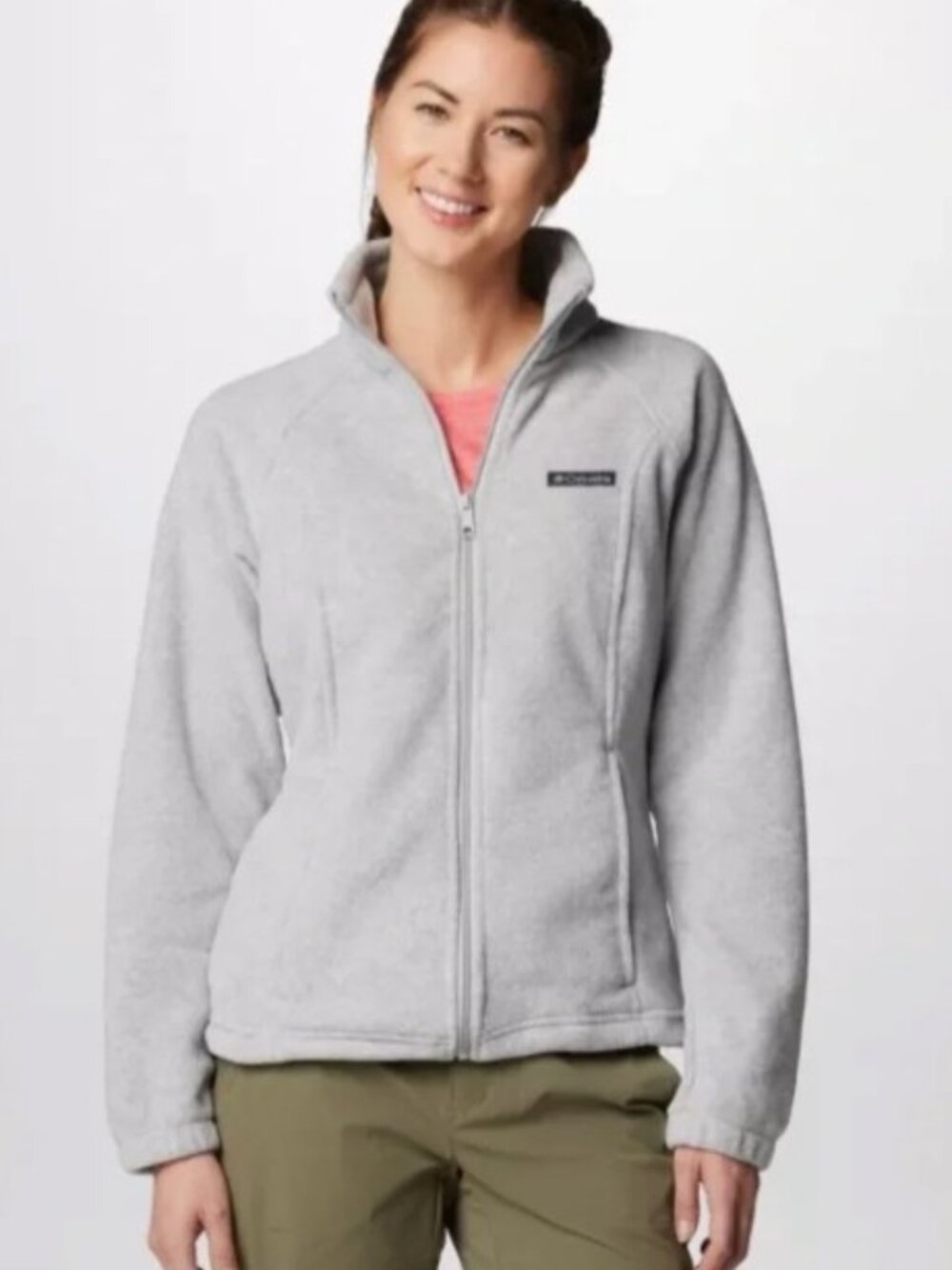 NWT Columbia Benton Springs Full Zip Light Gray Fleece Jacket Gorpcorp Womens 2X